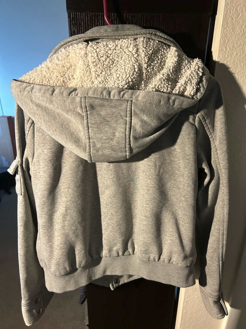 Women's Light Gray Teddy-Lined Jacket with Button Front NWOT - Picture 13 of 14